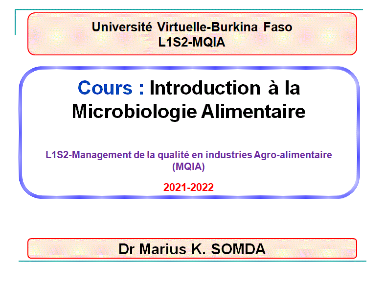 Introduction à la microbiologie Alimentaire